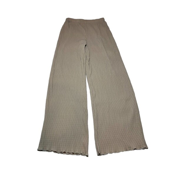 C/MEO Collective Pants - C/Meo Collective Beige Textured Pull On High Waist Wide Leg Trouser Pant Women M